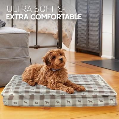 Show full view: Paws & Decor Plaid Comfort Pillow Dog & Cat Bed with Removable Cover, Taupe, Small slide 6 of 8
