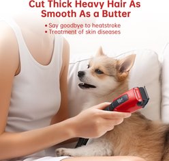 Pawshelf Cordless Hair Trimmer Dog & Cat Grooming Clipper Kit, Red, 7.44 x 2.12 x 1.97-in slide 2 of 9