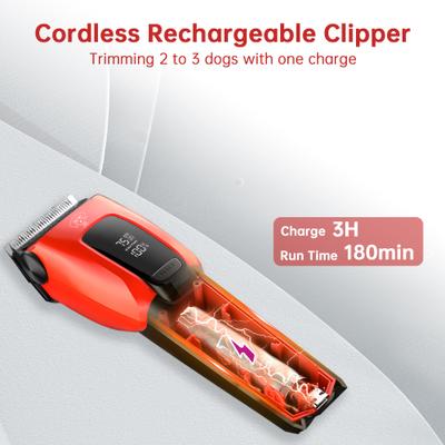 Show full view: Pawshelf Cordless Hair Trimmer Dog & Cat Grooming Clipper Kit, Red, 7.44 x 2.12 x 1.97-in slide 5 of 10