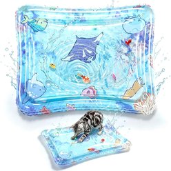 Pawsible Indoor Interactive Glowing Fish & Hot Cold Sensory Water Play Mat Cat Toy, Blue, Medium