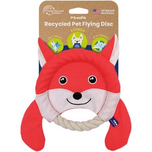 PawsPik 2-in-1 Red Fierce Fox Flying Disc & Tug Dog Toy