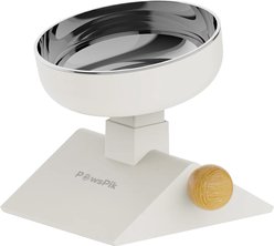 PawsPik Adjustable Angle & Height Elevated Stainless Steel Dog Bowl, White, 25-oz