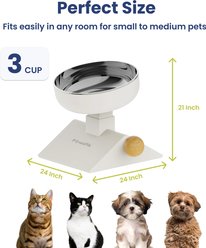 PawsPik Adjustable Angle & Height Elevated Stainless Steel Dog Bowl, White, 25-oz slide 2 of 9