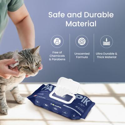 Show full view: PawsPik All Natural Ingredients Ultra Thick Hypoallergenic & Alcohol-Free Unscented Body Ears Face Butt & Paws Premium Dog & Cat Wipes, Large, 100 count slide 4 of 10