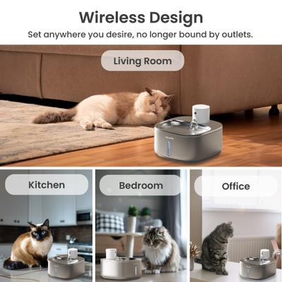 Show full view: PawsPik BOSS-01 Stainless Steel Rechargeable Battery Operated Cat & Small Dog Water Fountain, 108.2-oz slide 8 of 10