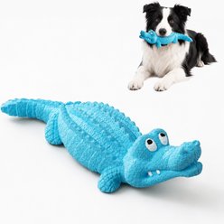 PawsPik Crocodile Natural Rubber Dog Chew Toy, Blue slide 1 of 9
