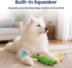 PawsPik Crocodile Natural Rubber Dog Chew Toy, Green slide 2 of 9