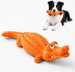PawsPik Crocodile Natural Rubber Dog Chew Toy, Orange