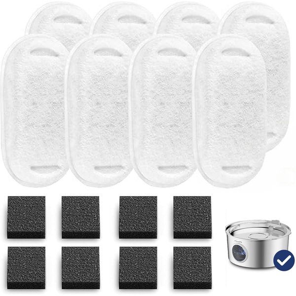 GroovyPets Portable Automatic Stainless Steel Dog & Cat Water Fountain Replacement Filters, 186-oz, 6 count
