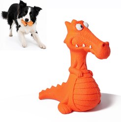 PawsPik Dragon Natural Rubber Dog Chew Toy, Orange