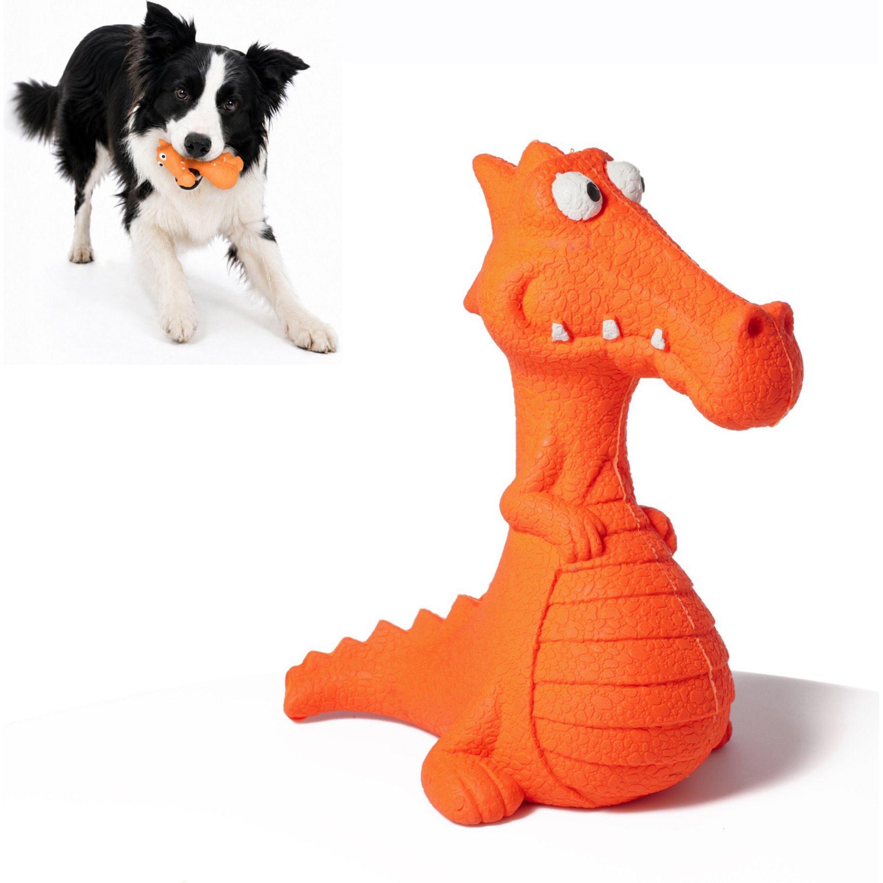 PawsPik Dragon Natural Rubber Dog Chew Toy, Orange