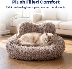 PawsPik Heart-Shaped Plush Comfort Bolster Dog & Cat Bed with Removable Cover, Gray slide 2 of 9