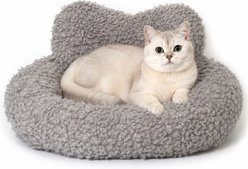 PawsPik Heart-Shaped Plush Comfort Bolster Dog & Cat Bed with Removable Cover, Gray slide 1 of 9