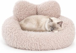PawsPik Heart-Shaped Plush Comfort Bolster Dog & Cat Bed with Removable Cover, Pink