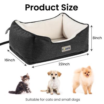 Show full view: PawsPik Indoor Electric Heated Cat & Small Dog Bed, Fleece Lined, Ash Gray, Small slide 5 of 10