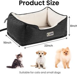 PawsPik Indoor Electric Heated Cat & Small Dog Bed, Sherpa Lined, Charcoal & Ivory, Small slide 2 of 9
