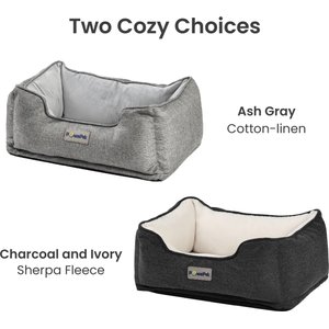 PawsPik Indoor Electric Heated Cat & Small Dog Bed, Sherpa Lined, Charcoal & Ivory, Small