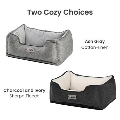 Show full view: PawsPik Indoor Electric Heated Cat & Small Dog Bed, Sherpa Lined, Charcoal & Ivory, Small slide 9 of 11