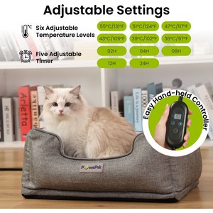 PawsPik Indoor Electric Heated Cat & Small Dog Bed, Sherpa Lined, Charcoal & Ivory, Small