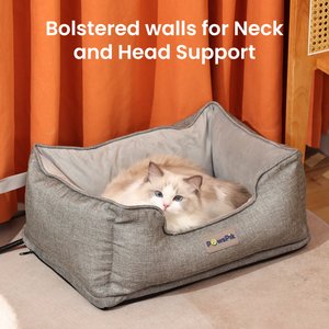 PawsPik Indoor Electric Heated Cat & Small Dog Bed, Sherpa Lined, Charcoal & Ivory, Small