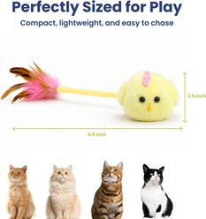 PawsPik Interactive Spinning Feather Chick Electronic Plush Cat Toy, Yellow slide 2 of 9