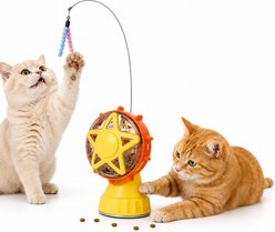 PawsPik Interactive Spinning Wheel Snack Feeder & Teaser Cat Toy, Yellow