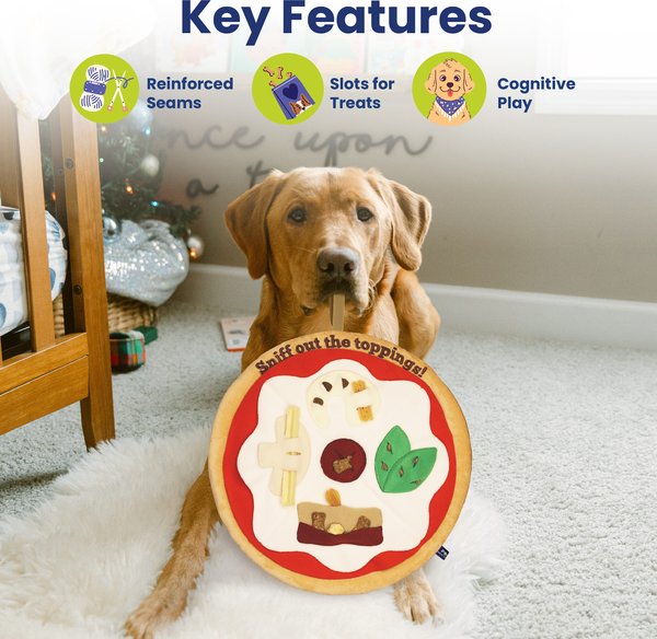 PawsPik Pizza Hide & Seek Plush Dog Toy, Yellow