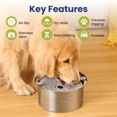Show full view: PawsPik Spill Proof Stainless Steel Dog Bowl, 4-L, Large slide 2 of 9