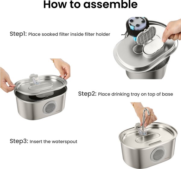 PawsPik SS-01 Stainless Steel Cat Fountain, 108.2-oz