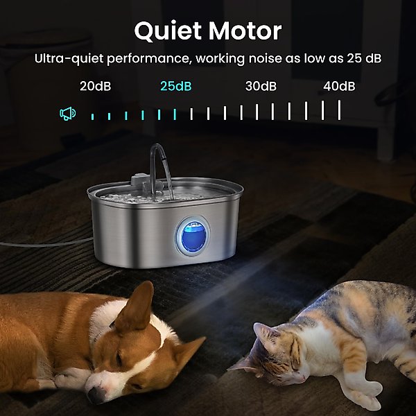 PawsPik SS-01 Stainless Steel Cat Fountain, 108.2-oz