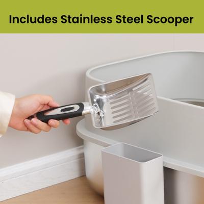 Show full view: PawsPik Stainless Steel Cat Litter Box & Metal Scooper, X-Large, Cream slide 7 of 11