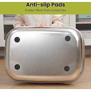 PawsPik Stainless Steel Cat Litter Box & Metal Scooper, X-Large, Light Gray