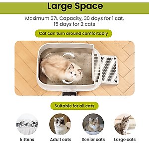 PawsPik Stainless Steel Cat Litter Box & Metal Scooper, X-Large, Light Gray
