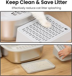 PawsPik Stainless Steel Cat Litter Box with Steps & Metal Scooper, X-Large, 2 pack slide 2 of 7