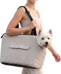 PawsPik TinyTrek Plush Dog & Cat Carrier Bag, Linen Stone Gray