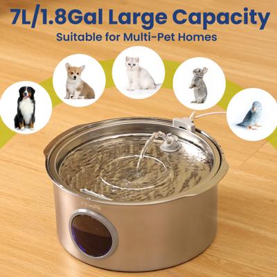 Show full view: PawsPik Ultra-Quiet Stainless Steel Dog Water Fountain, 1.8-gal slide 6 of 12