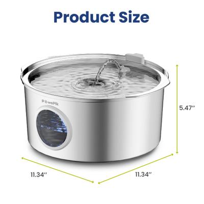 Show full view: PawsPik Ultra-Quiet Stainless Steel Dog Water Fountain, 1.8-gal slide 10 of 12