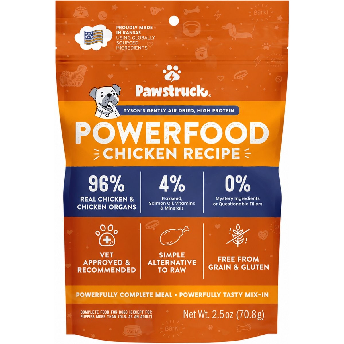 Pawstruck Chicken High Protein Grain-Free Air-Dried Dog Food, 2.5-oz bag