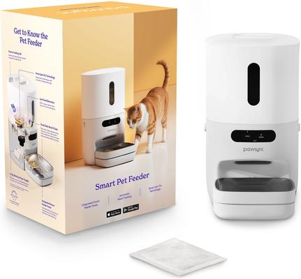 Show full view: Pawsync 3.6 Liter Stainless Steel Bowl Automatic Dog & Cat Smart Feeder, White, Medium slide 7 of 10