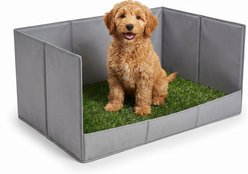 Pawtasy Grass Litter Box with High Walls Foldable Dog Potty Pad Holder, 22 x 15 x 12-in
