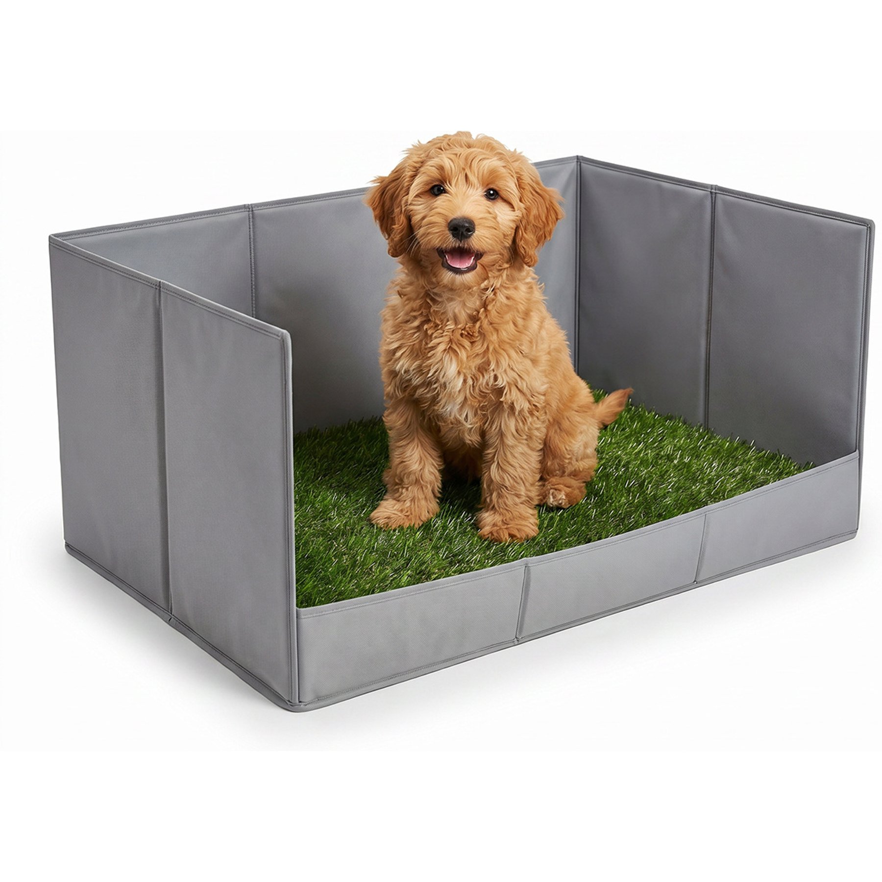 Pawtasy Grass Litter Box with High Walls Foldable Dog Potty Pad Holder, 22 x 15 x 12-in