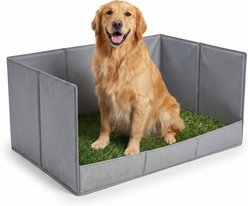 Pawtasy Grass Litter Box with High Walls Foldable Dog Potty Pad Holder, 33.5 x 23 x 16-in