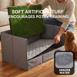 Pawtasy Grass Litter Box with High Walls Foldable Dog Potty Pad Holder, 33.5 x 23 x 16-in slide 2 of 7