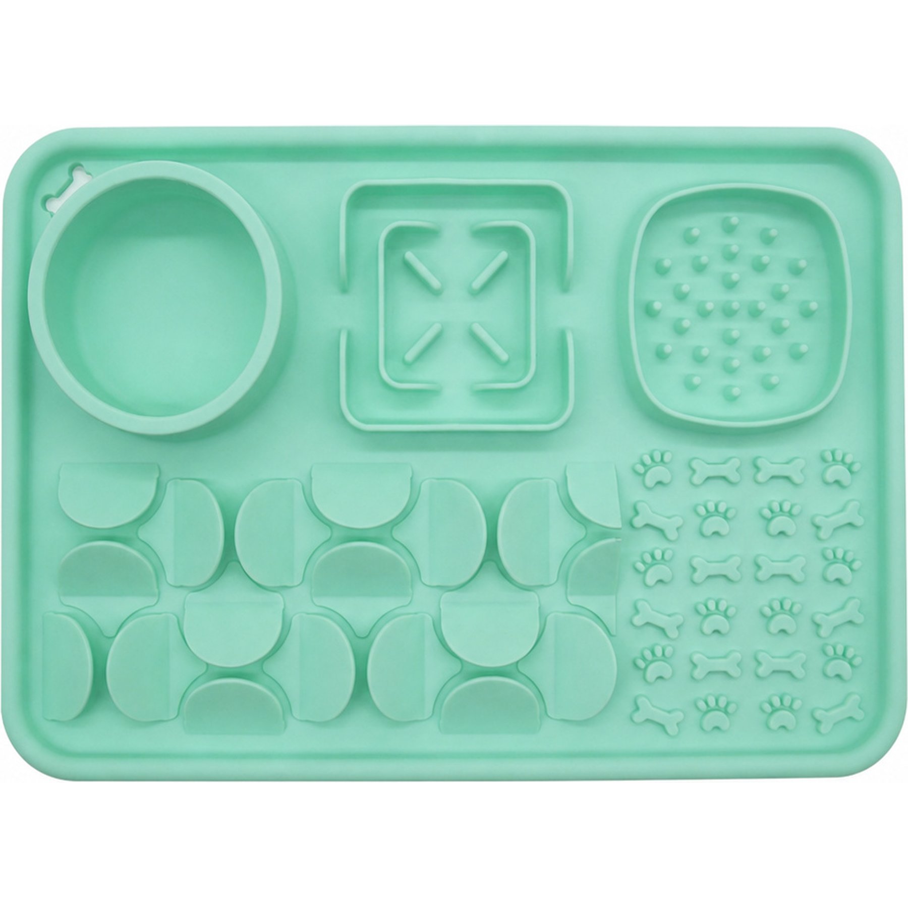 Pawtasy Silicone Dog & Cat Lick Mat & Slow Feeder, 12 x 8 x 2.7-in, Green