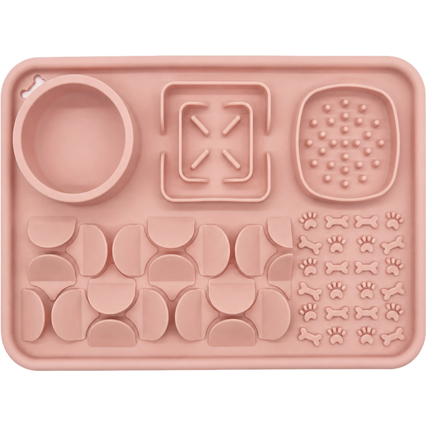 Pawtasy Silicone Dog & Cat Lick Mat & Slow Feeder, 12 x 8 x 2.7-in, Pink