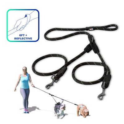Show full view: Pawtitas 2 Dog Reflective Rope Dog Leash, Black, Large slide 1 of 8