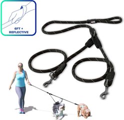 Pawtitas 2 Dog Reflective Rope Dog Leash, Black, Small slide 1 of 7