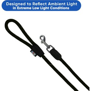 Pawtitas 2 Dog Reflective Rope Dog Leash, Black, Small