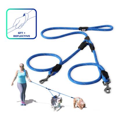 Show full view: Pawtitas 2 Dog Reflective Rope Dog Leash, Blue, Large slide 1 of 8
