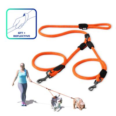 Show full view: Pawtitas 2 Dog Reflective Rope Dog Leash, Orange, Large slide 1 of 8